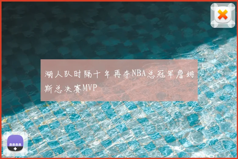 湖人队时隔十年再夺NBA总冠军詹姆斯总决赛MVP